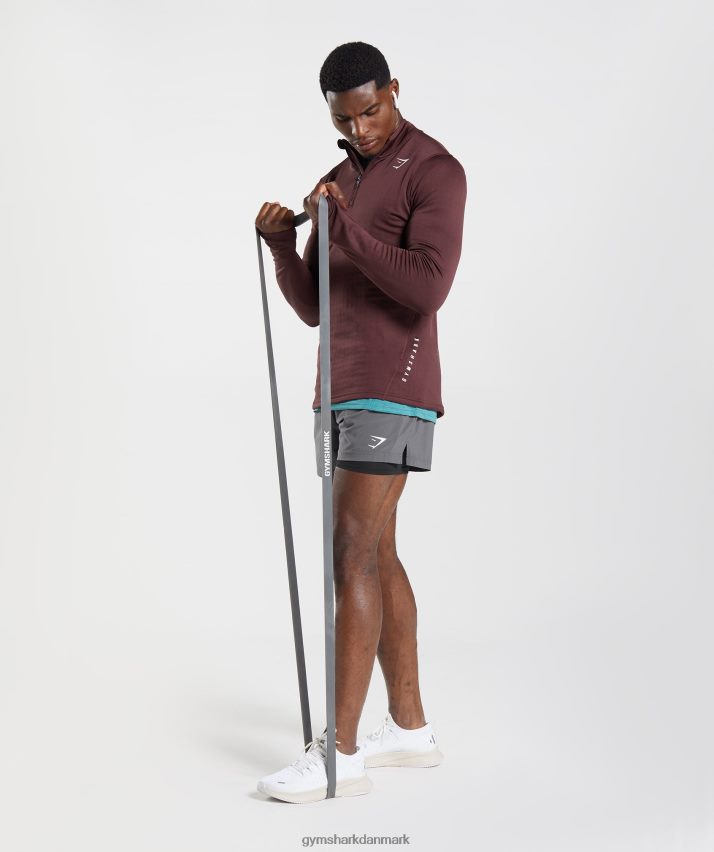 Mænd Gymshark sport 1/4 lynlås N4ZDDN822 bagt rødbrun