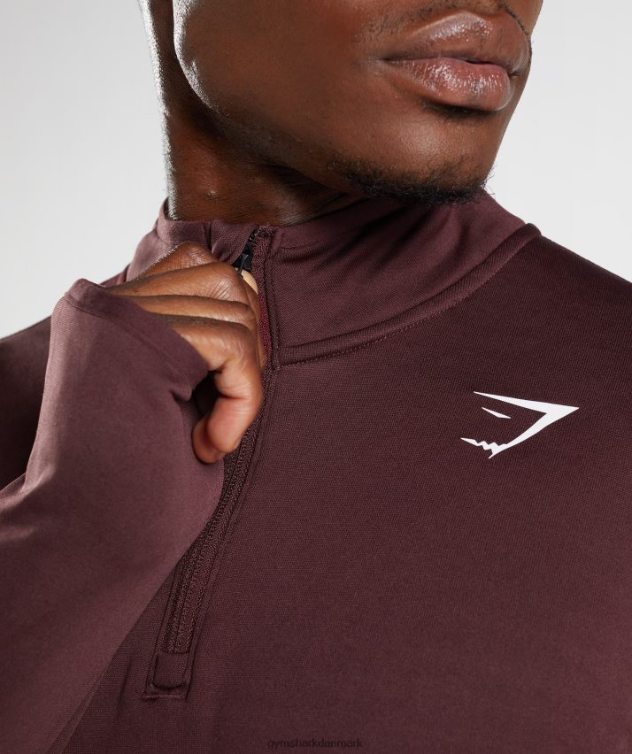 Mænd Gymshark sport 1/4 lynlås N4ZDDN822 bagt rødbrun