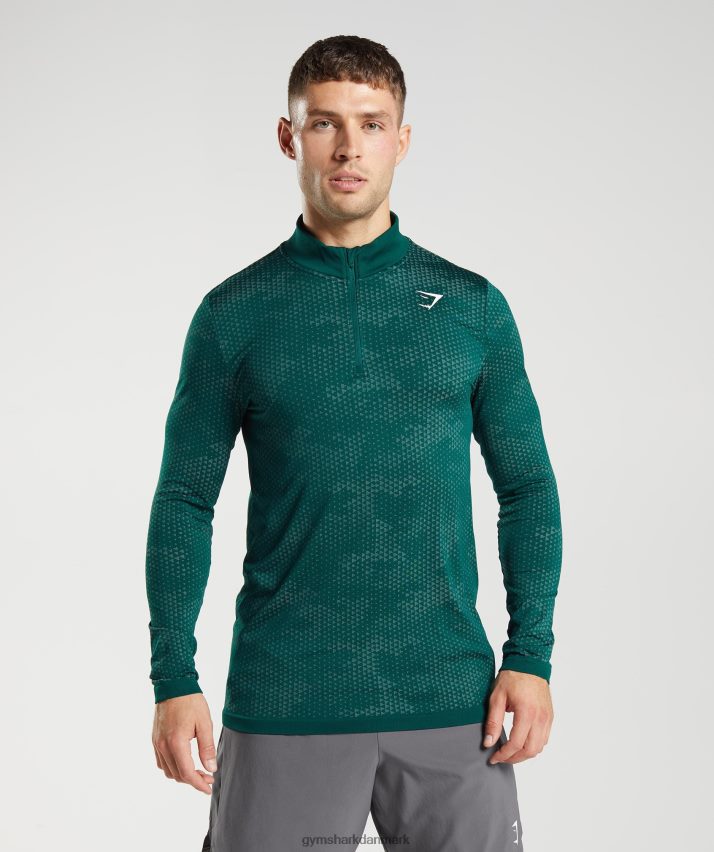 Mænd Gymshark sport sømløs 1/4 lynlås N4ZDDN807 skovgrøn/hoyagrøn