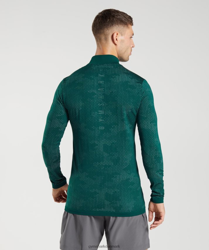 Mænd Gymshark sport sømløs 1/4 lynlås N4ZDDN807 skovgrøn/hoyagrøn