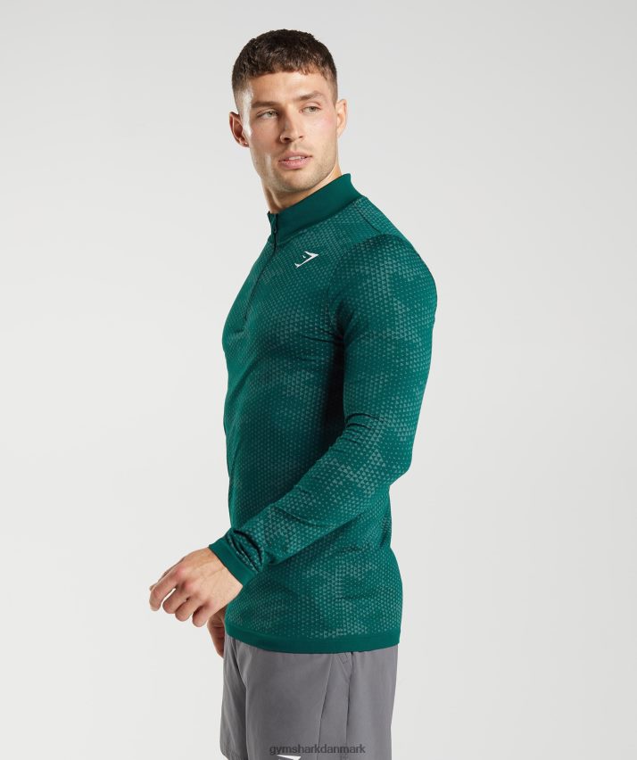 Mænd Gymshark sport sømløs 1/4 lynlås N4ZDDN807 skovgrøn/hoyagrøn