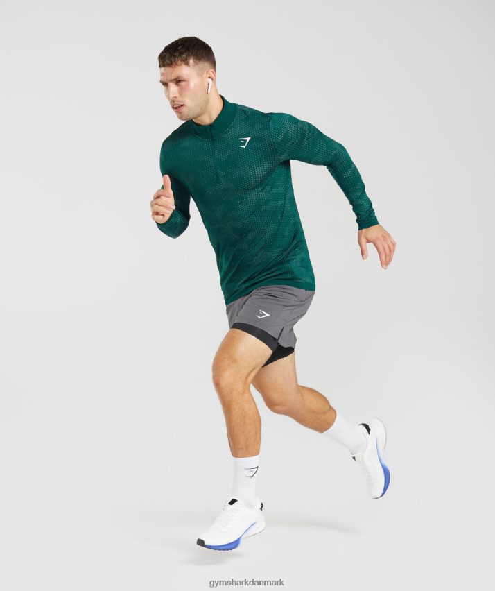 Mænd Gymshark sport sømløs 1/4 lynlås N4ZDDN807 skovgrøn/hoyagrøn