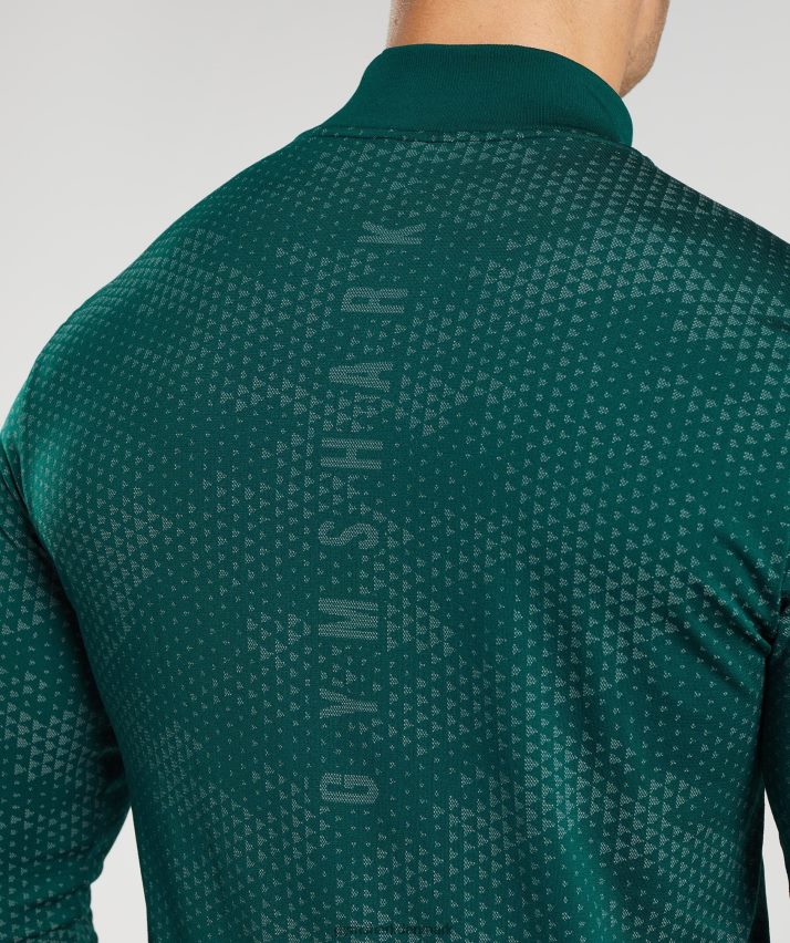 Mænd Gymshark sport sømløs 1/4 lynlås N4ZDDN807 skovgrøn/hoyagrøn
