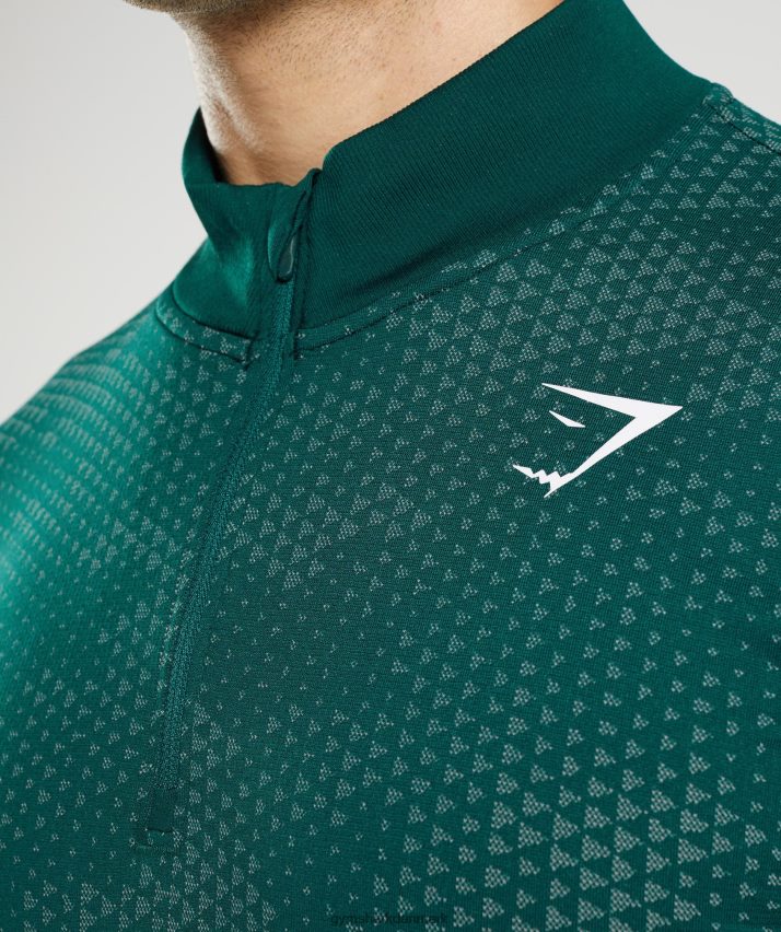 Mænd Gymshark sport sømløs 1/4 lynlås N4ZDDN807 skovgrøn/hoyagrøn