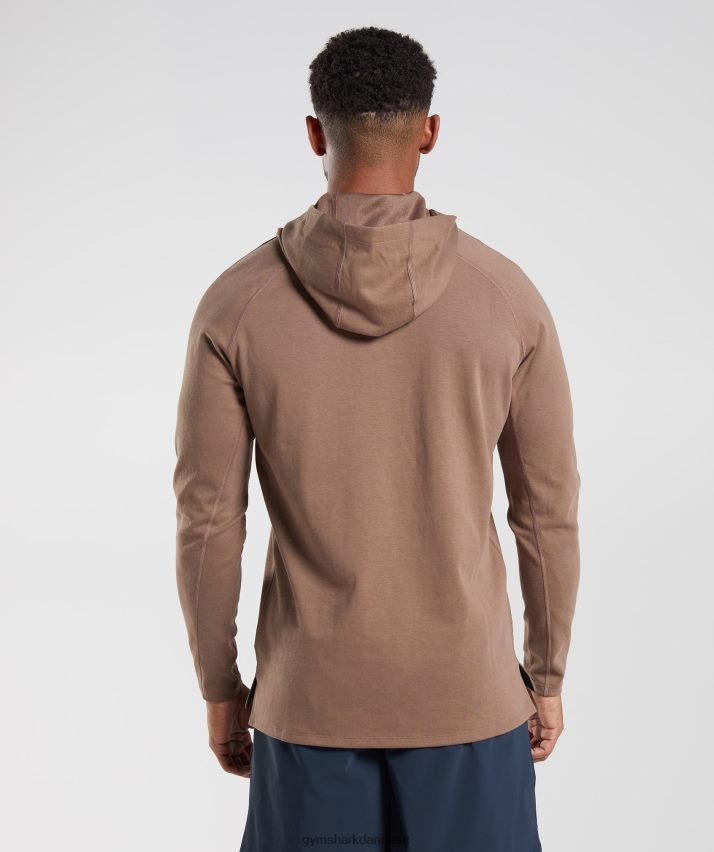 Mænd Gymshark studie hættetrøje N4ZDDN846 sjæl brun