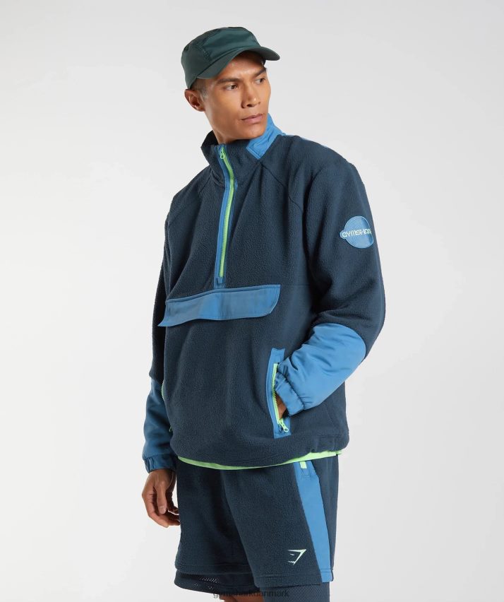 Mænd Gymshark vibes fleece 1/4 lynlås N4ZDDN809 marineblå/søen blå