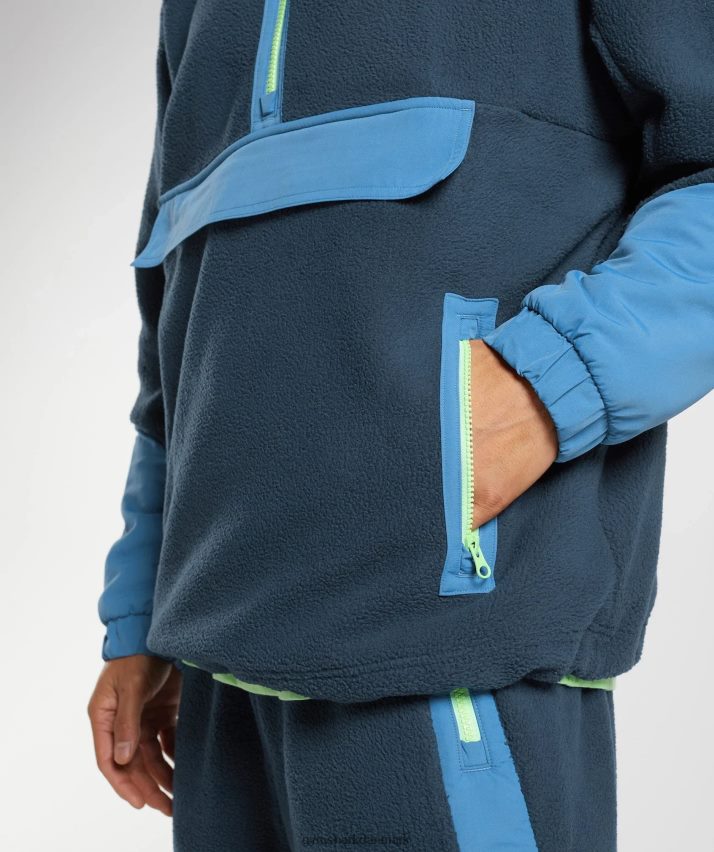 Mænd Gymshark vibes fleece 1/4 lynlås N4ZDDN809 marineblå/søen blå