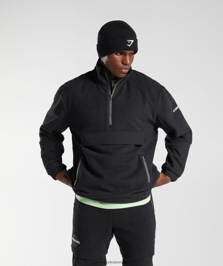 Mænd Gymshark vibes fleece 1/4 lynlås N4ZDDN858 sort
