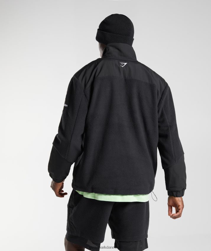 Mænd Gymshark vibes fleece 1/4 lynlås N4ZDDN858 sort