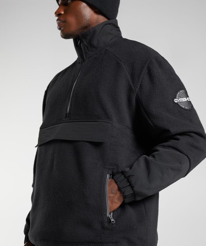 Mænd Gymshark vibes fleece 1/4 lynlås N4ZDDN858 sort