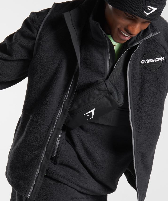 Mænd Gymshark vibes fleece 1/4 lynlås N4ZDDN858 sort