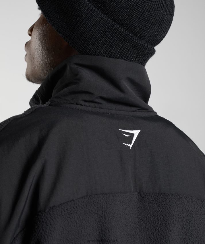 Mænd Gymshark vibes fleece 1/4 lynlås N4ZDDN858 sort