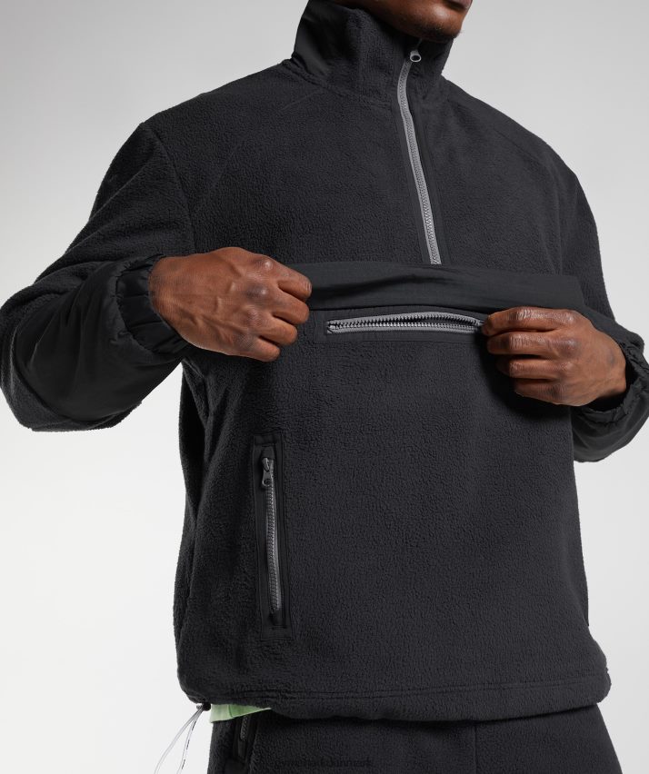 Mænd Gymshark vibes fleece 1/4 lynlås N4ZDDN858 sort