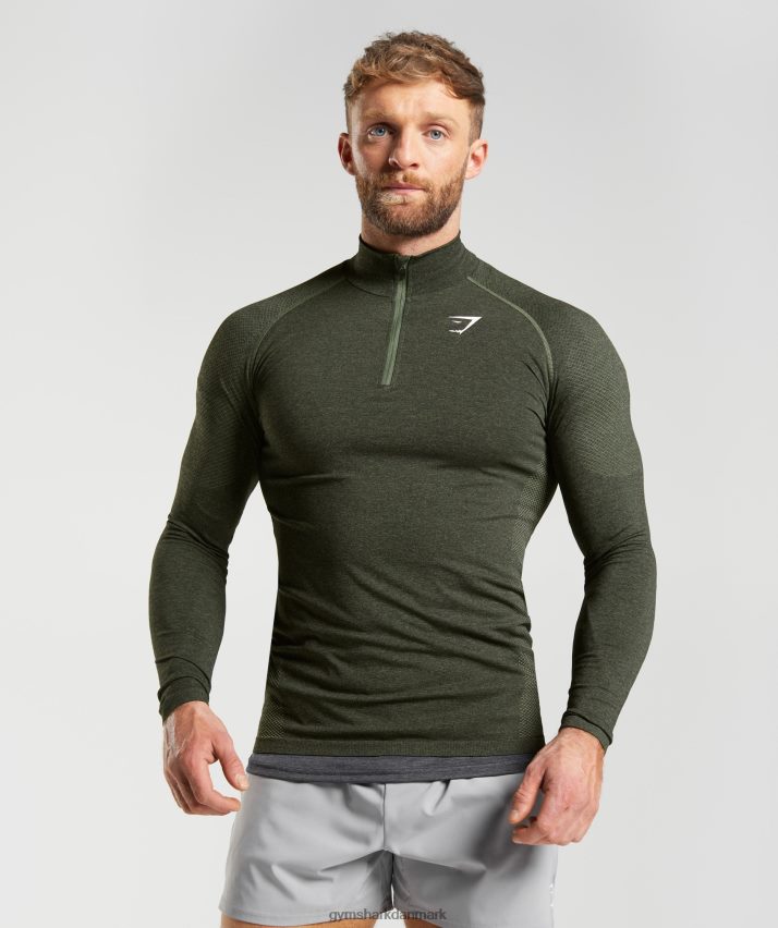 Mænd Gymshark vital 1/4 lynlås N4ZDDN811 kerne oliven/sort