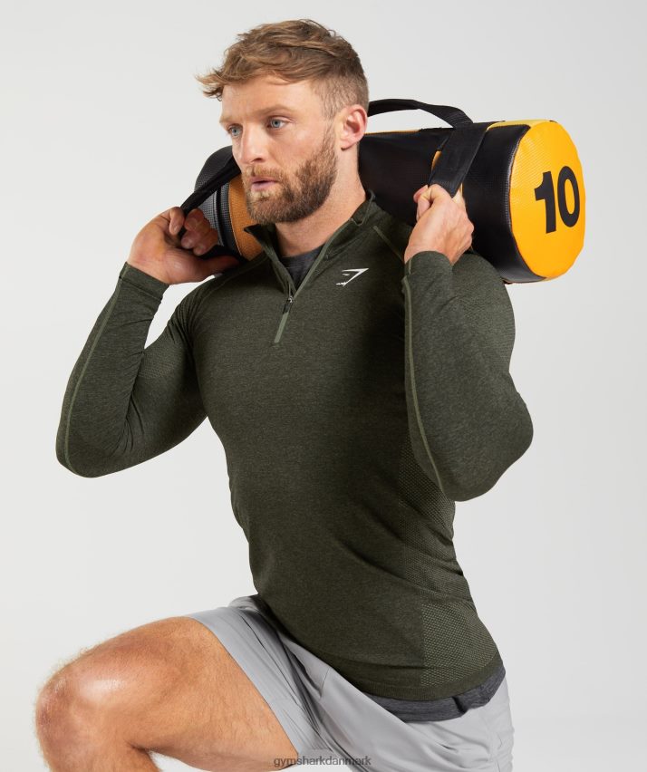 Mænd Gymshark vital 1/4 lynlås N4ZDDN811 kerne oliven/sort