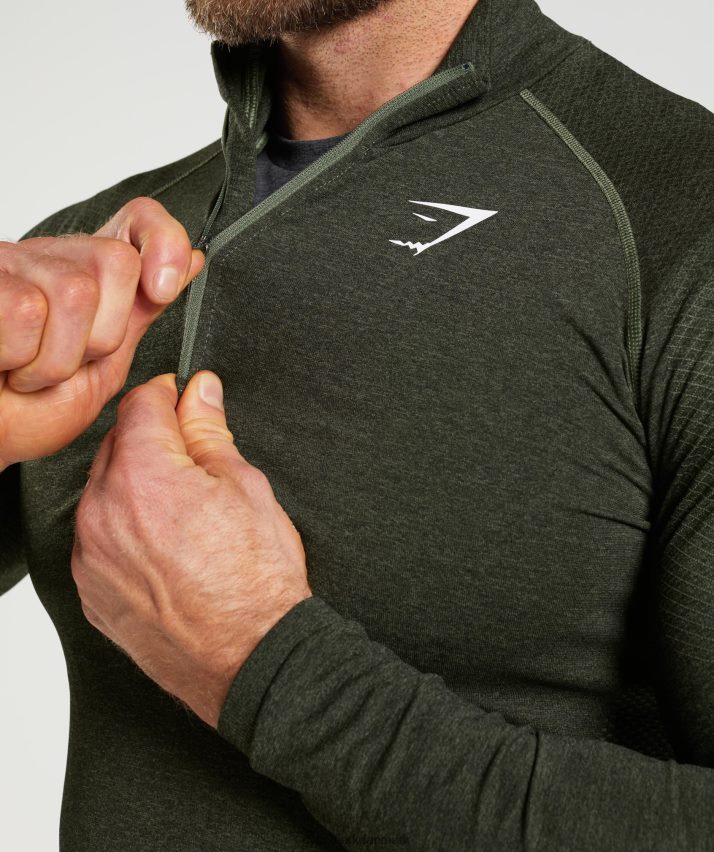 Mænd Gymshark vital 1/4 lynlås N4ZDDN811 kerne oliven/sort