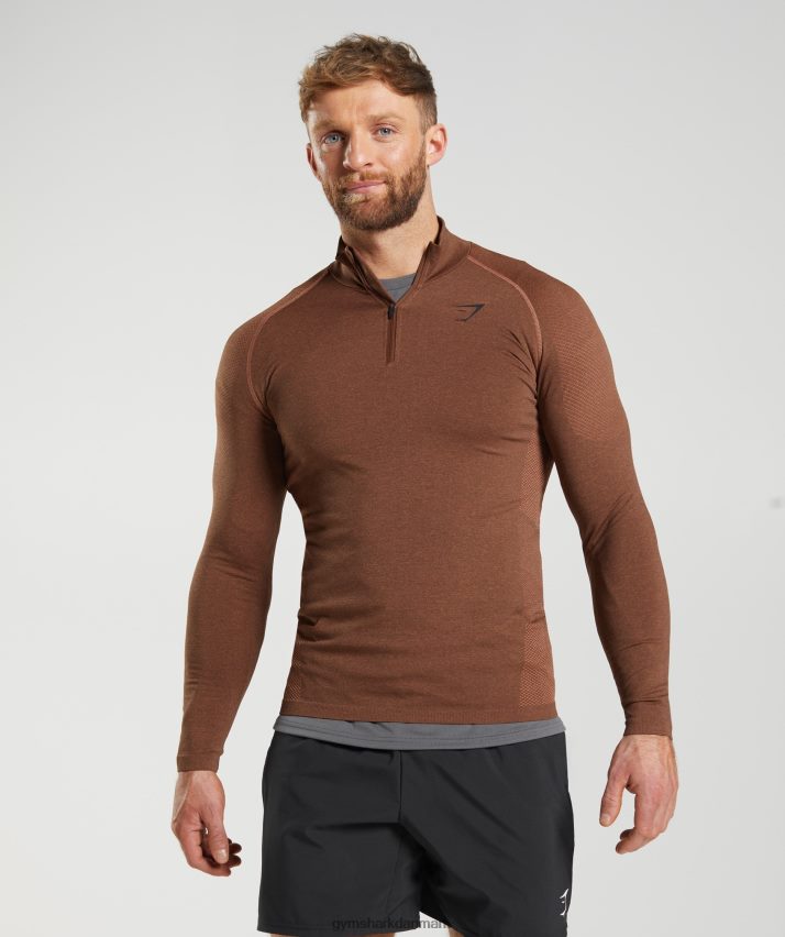 Mænd Gymshark vital 1/4 lynlås N4ZDDN826 persimmon rød/trøffelbrun