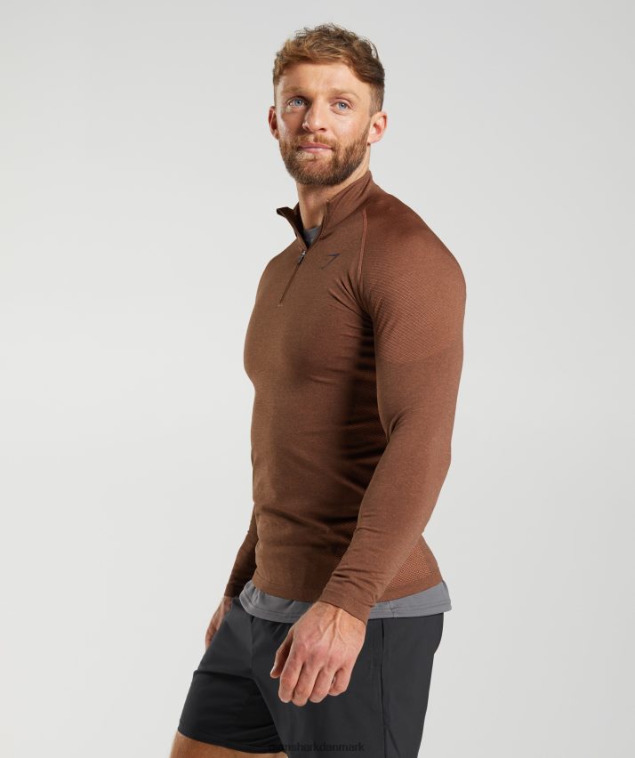 Mænd Gymshark vital 1/4 lynlås N4ZDDN826 persimmon rød/trøffelbrun