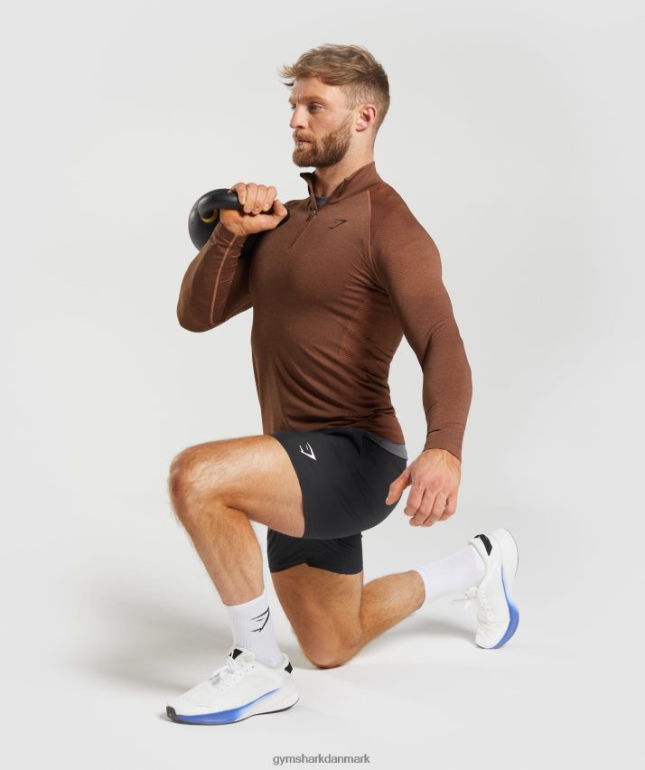 Mænd Gymshark vital 1/4 lynlås N4ZDDN826 persimmon rød/trøffelbrun