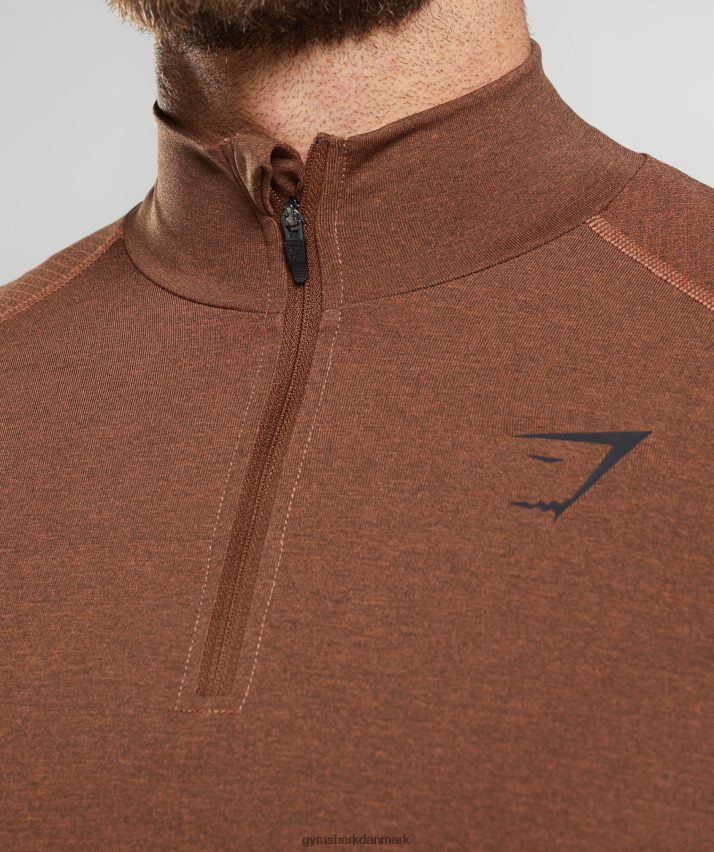 Mænd Gymshark vital 1/4 lynlås N4ZDDN826 persimmon rød/trøffelbrun