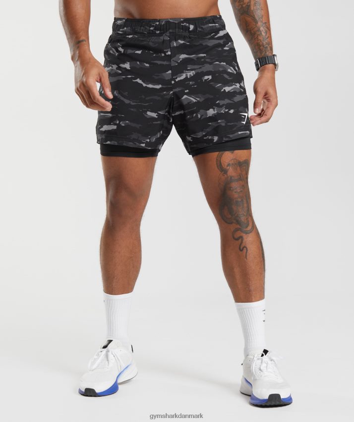 Mænd Gymshark sport 5 2 i 1 shorts N4ZDDN522 onyx grå/sort