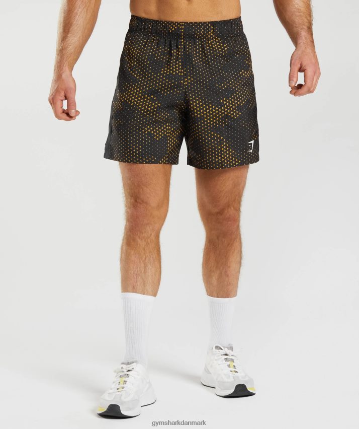 Mænd Gymshark sportsshorts N4ZDDN552 gurkemeje gult print