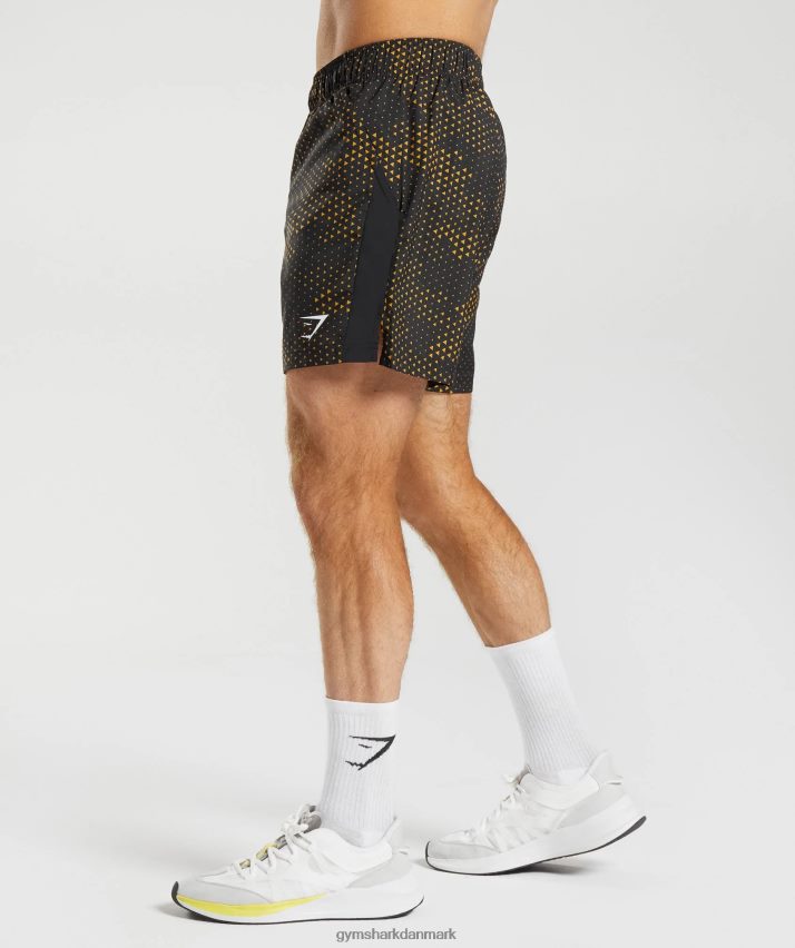 Mænd Gymshark sportsshorts N4ZDDN552 gurkemeje gult print