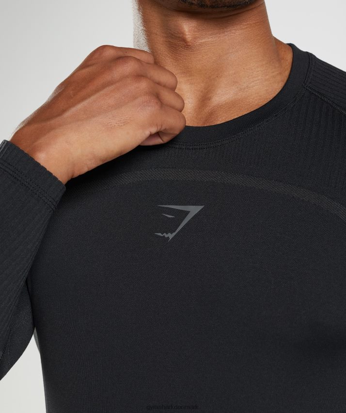 Mænd Gymshark 315 langærmet t-shirt N4ZDDN696 sort