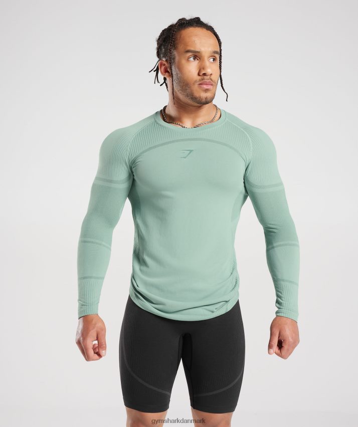 Mænd Gymshark 315 sømløs langærmet t-shirt N4ZDDN780 frost blågrøn/blæk blågrøn