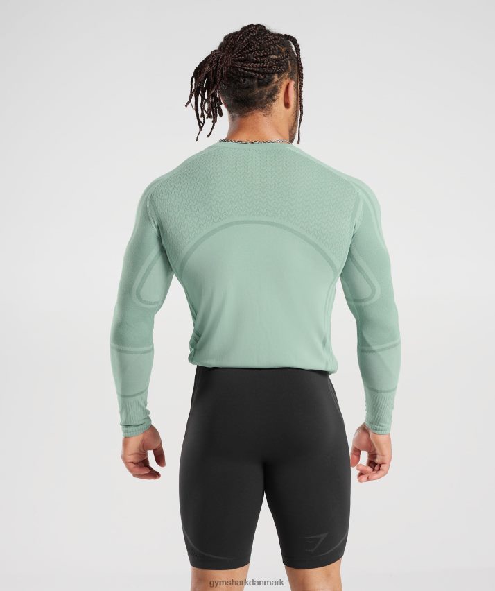 Mænd Gymshark 315 sømløs langærmet t-shirt N4ZDDN780 frost blågrøn/blæk blågrøn