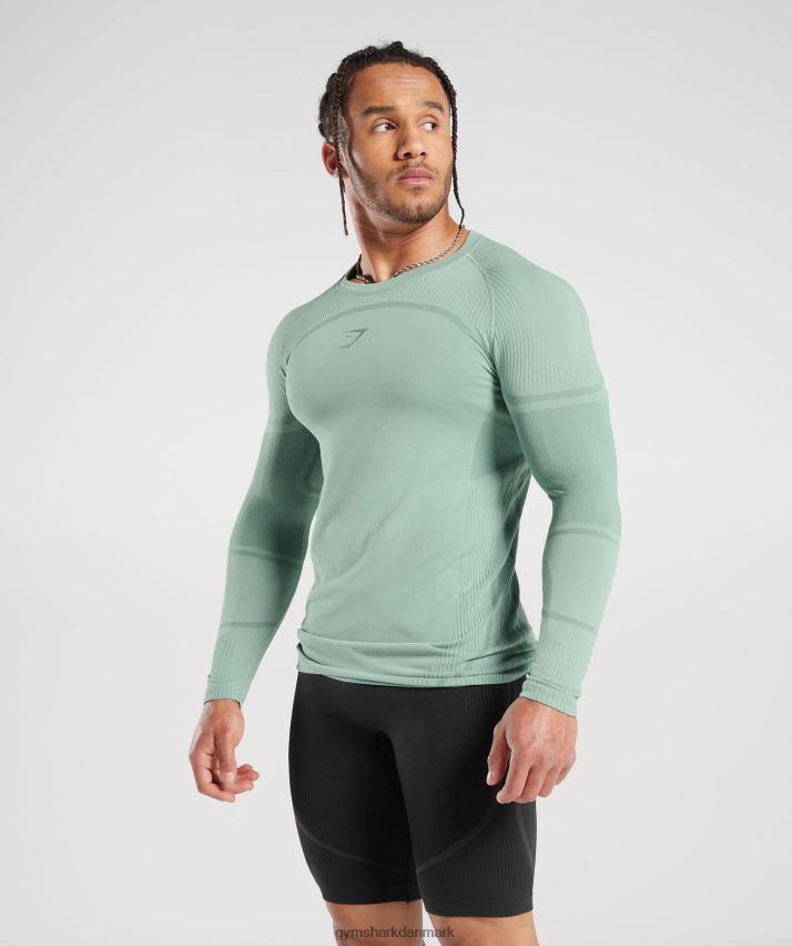 Mænd Gymshark 315 sømløs langærmet t-shirt N4ZDDN780 frost blågrøn/blæk blågrøn