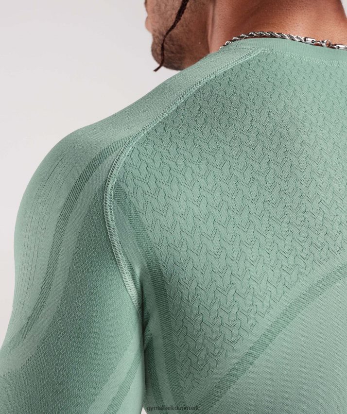 Mænd Gymshark 315 sømløs langærmet t-shirt N4ZDDN780 frost blågrøn/blæk blågrøn