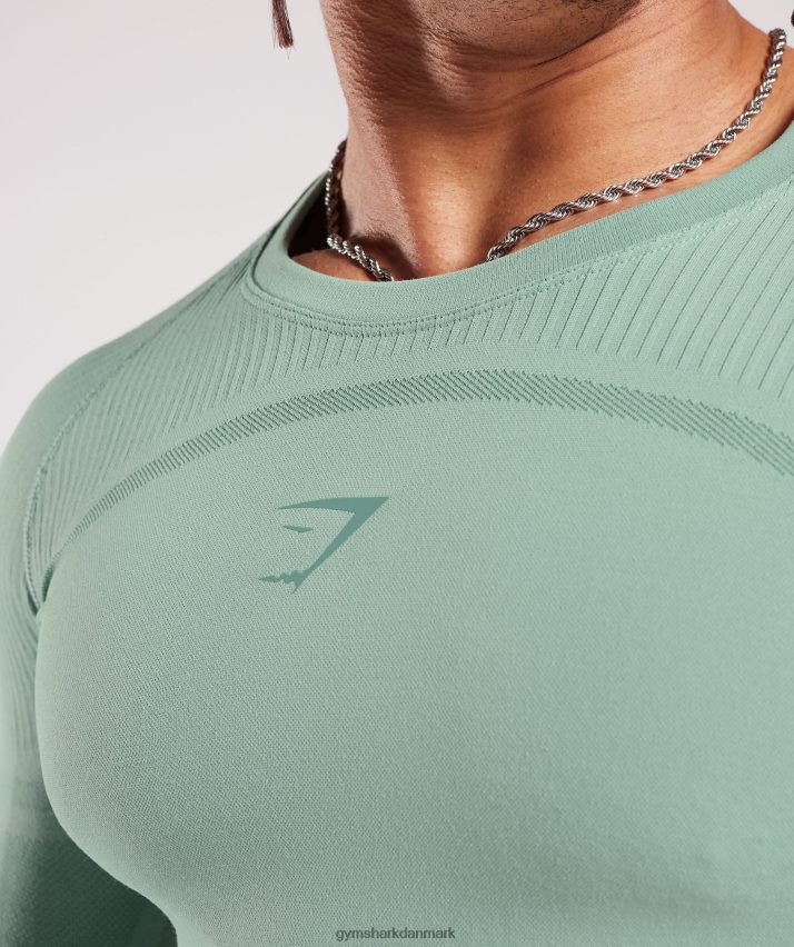 Mænd Gymshark 315 sømløs langærmet t-shirt N4ZDDN780 frost blågrøn/blæk blågrøn