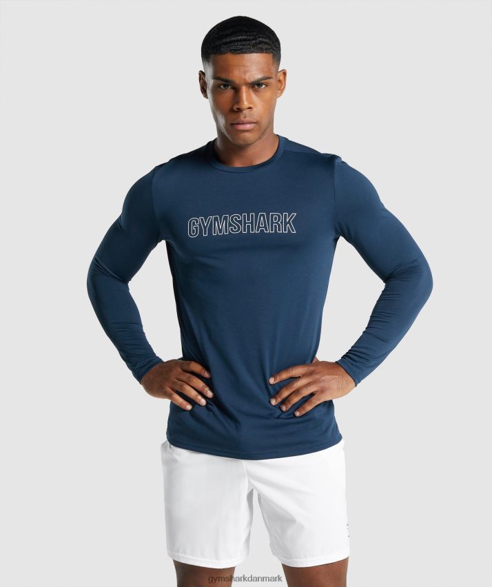 Mænd Gymshark ankomst langærmet grafisk t-shirt N4ZDDN669 flåde
