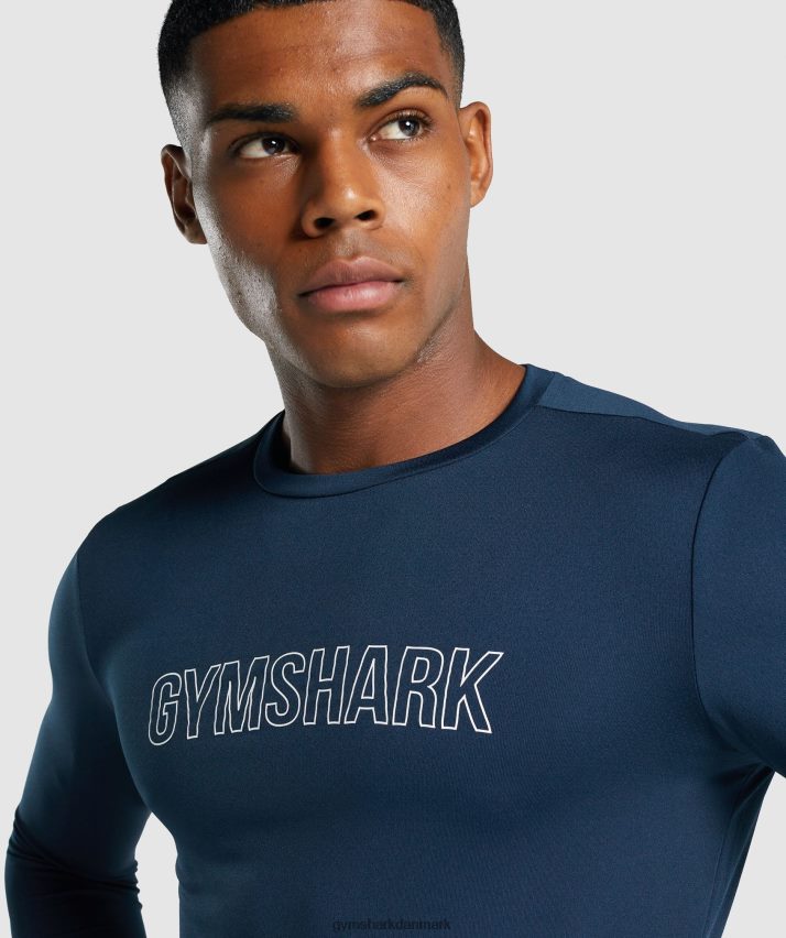 Mænd Gymshark ankomst langærmet grafisk t-shirt N4ZDDN669 flåde