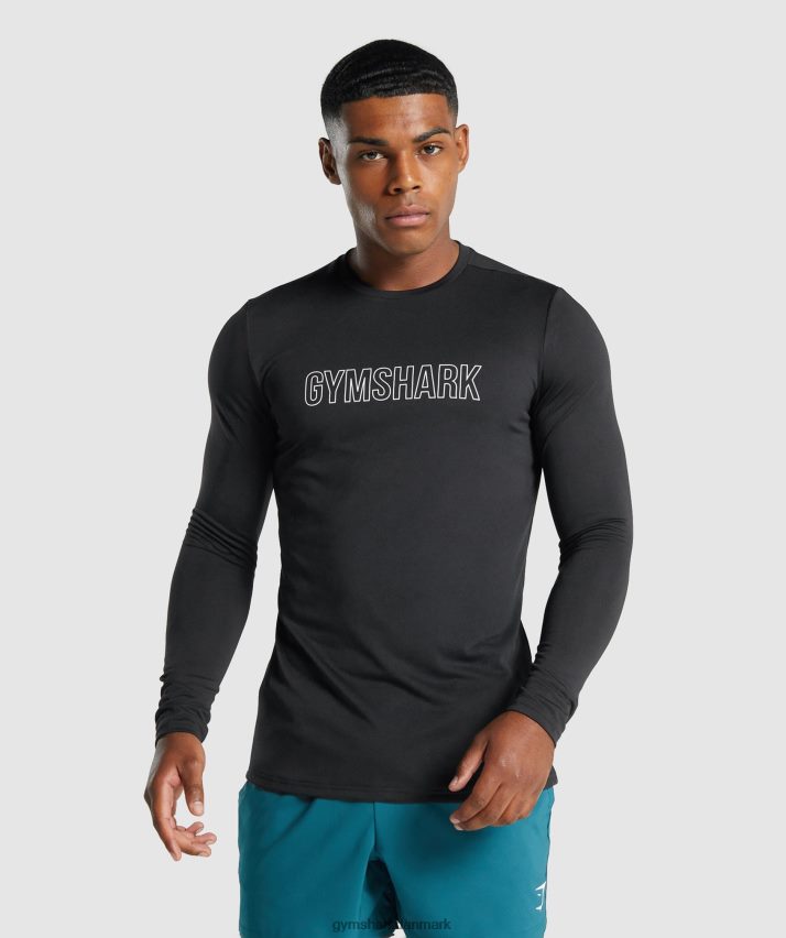 Mænd Gymshark ankomst langærmet grafisk t-shirt N4ZDDN717 sort
