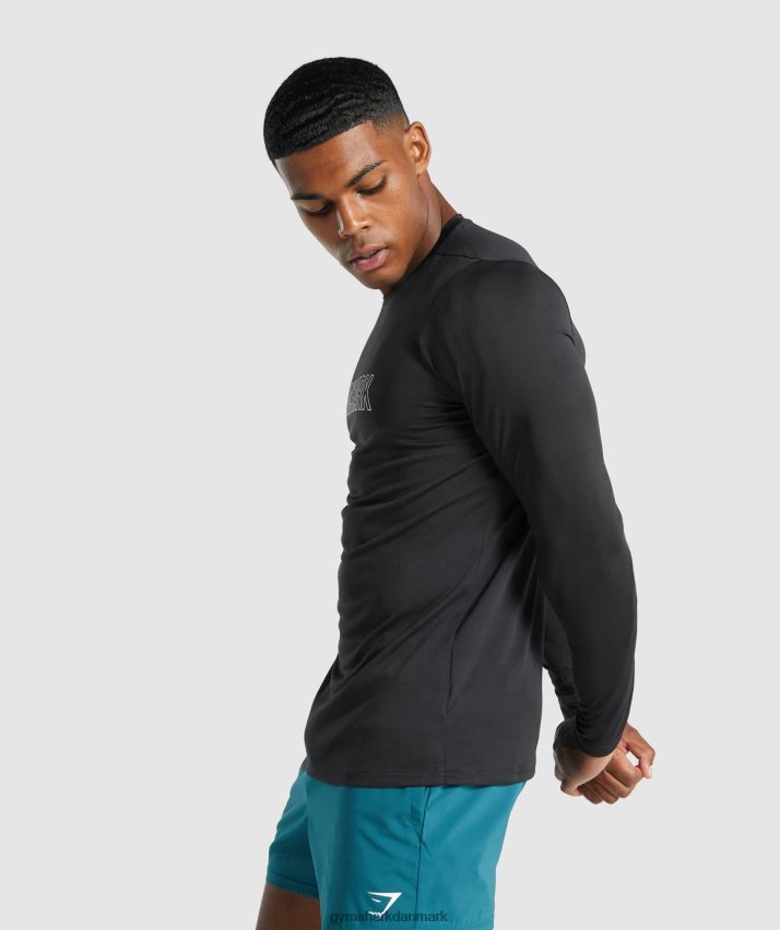 Mænd Gymshark ankomst langærmet grafisk t-shirt N4ZDDN717 sort