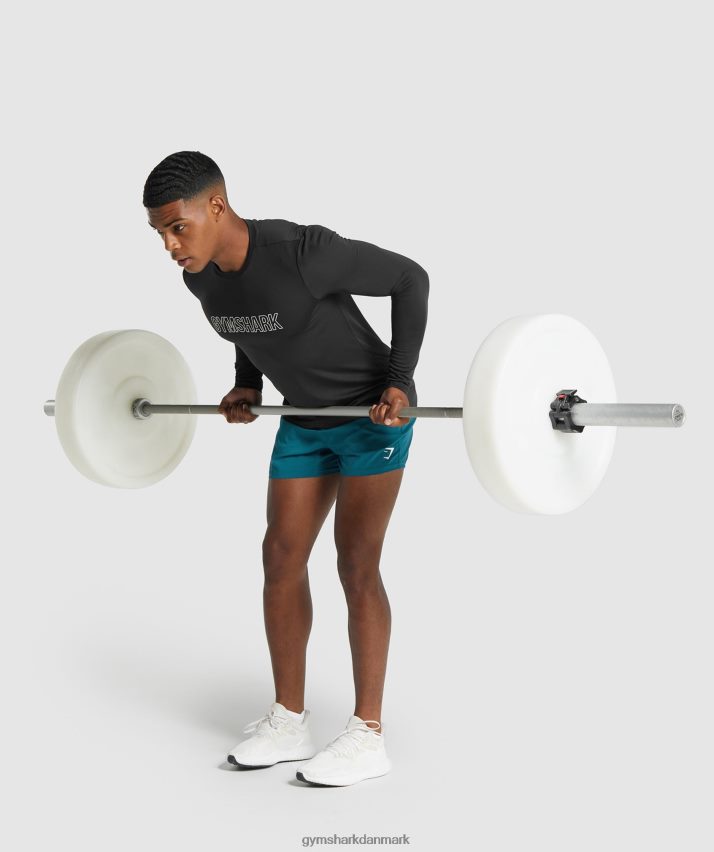 Mænd Gymshark ankomst langærmet grafisk t-shirt N4ZDDN717 sort