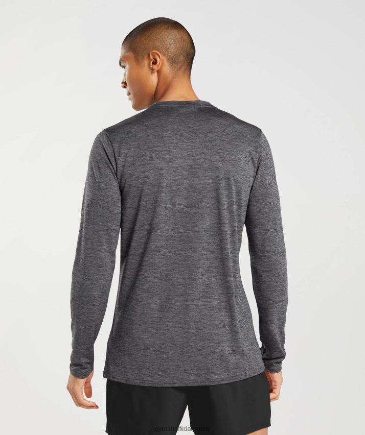 Mænd Gymshark ankomst langærmet t-shirt N4ZDDN601 sort/silhuet grå mergel