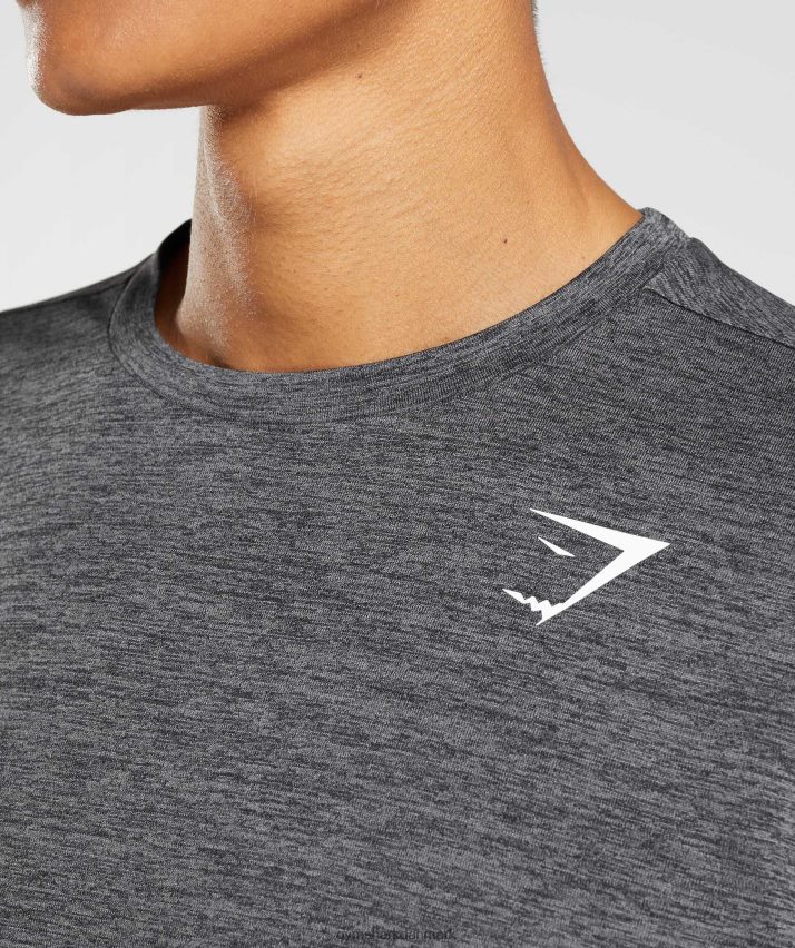 Mænd Gymshark ankomst langærmet t-shirt N4ZDDN601 sort/silhuet grå mergel