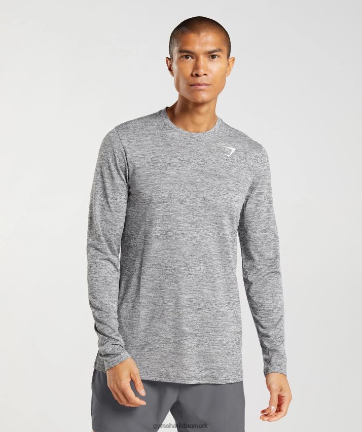 Mænd Gymshark ankomst langærmet t-shirt N4ZDDN605 silhuet grå/lys grå mergel