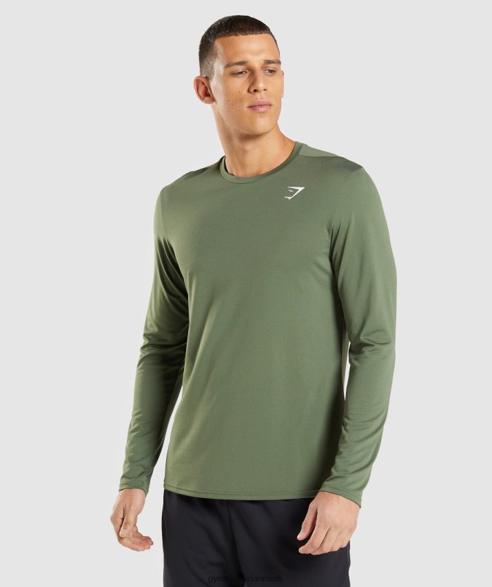 Mænd Gymshark ankomst langærmet t-shirt N4ZDDN637 kerne oliven