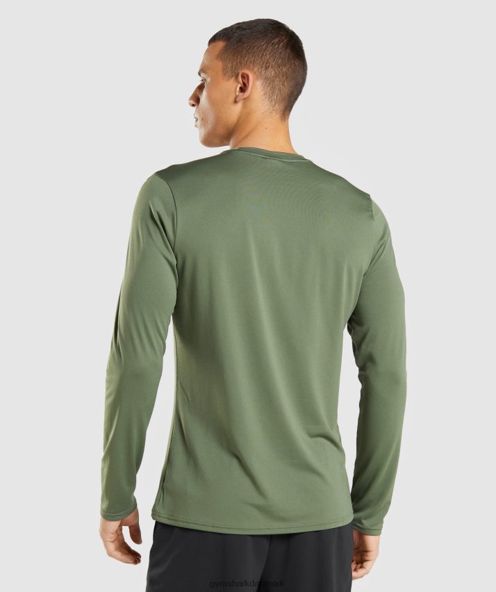 Mænd Gymshark ankomst langærmet t-shirt N4ZDDN637 kerne oliven