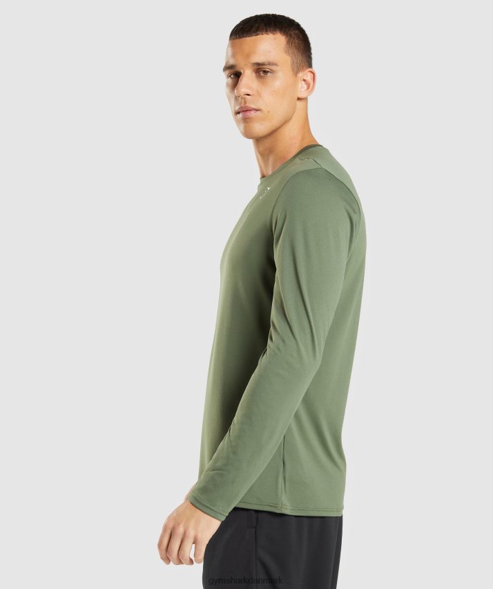 Mænd Gymshark ankomst langærmet t-shirt N4ZDDN637 kerne oliven