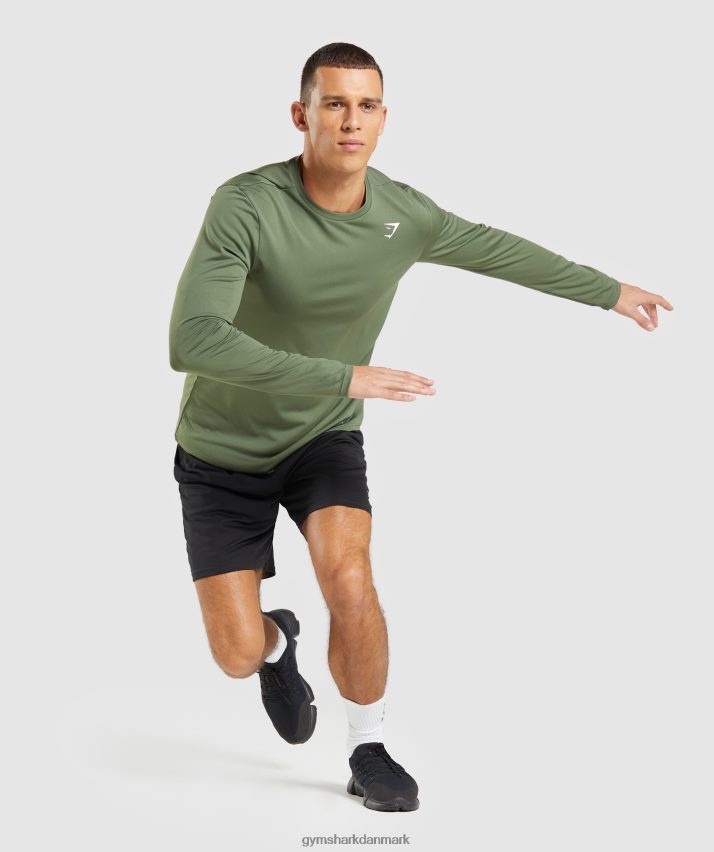 Mænd Gymshark ankomst langærmet t-shirt N4ZDDN637 kerne oliven