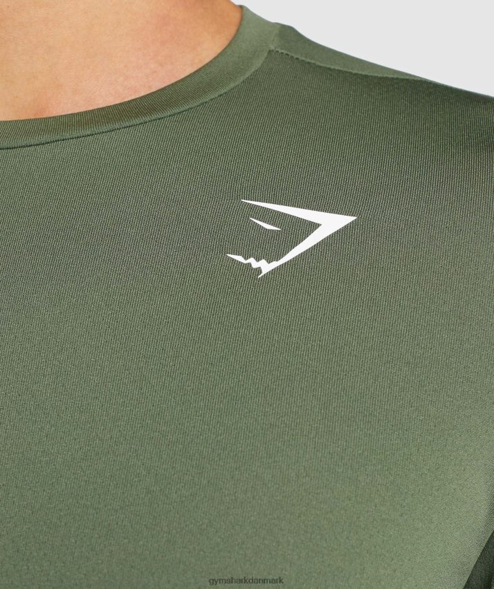 Mænd Gymshark ankomst langærmet t-shirt N4ZDDN637 kerne oliven
