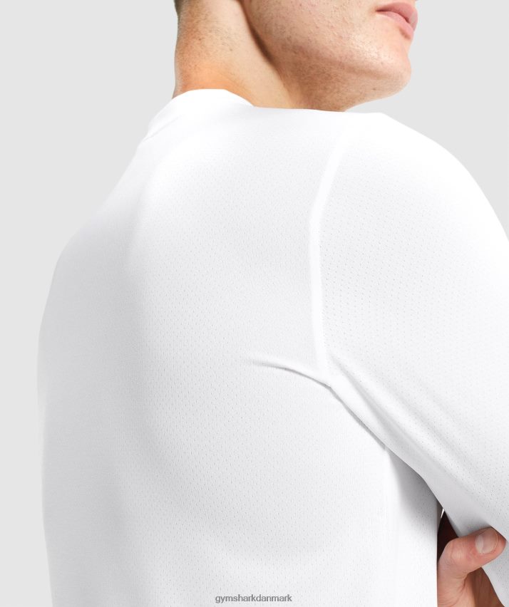 Mænd Gymshark ankomst langærmet t-shirt N4ZDDN649 hvid