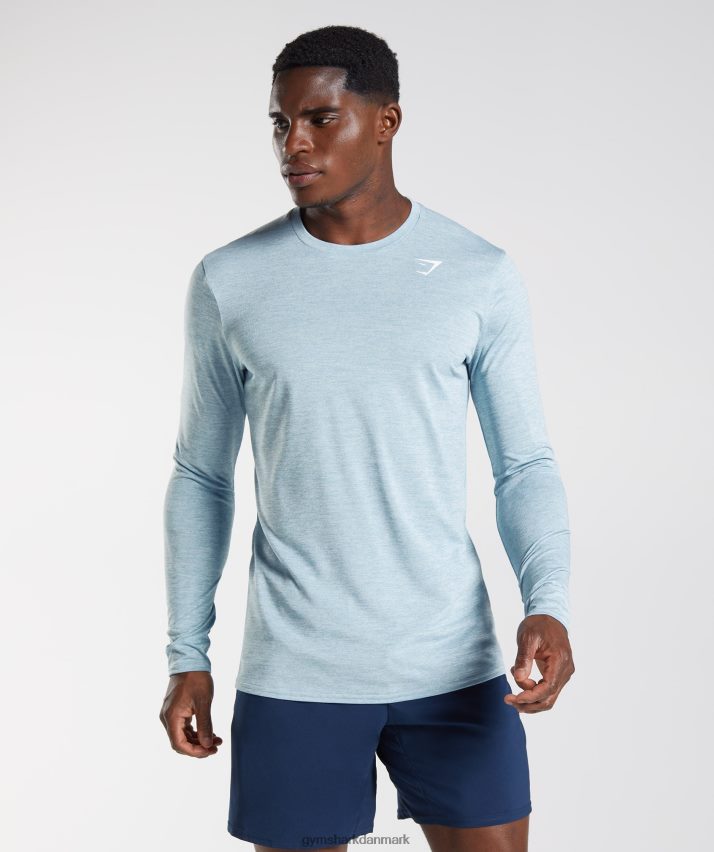 Mænd Gymshark ankomst mergel langærmet t-shirt N4ZDDN730 isbjerg blå/isblå mergel