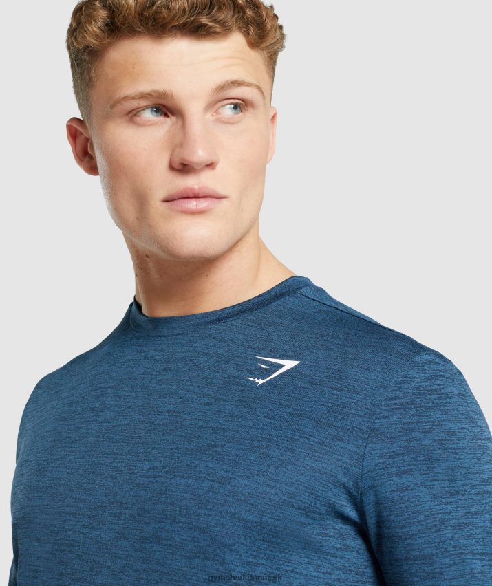 Mænd Gymshark ankomst mergel langærmet t-shirt N4ZDDN755 navy mergel