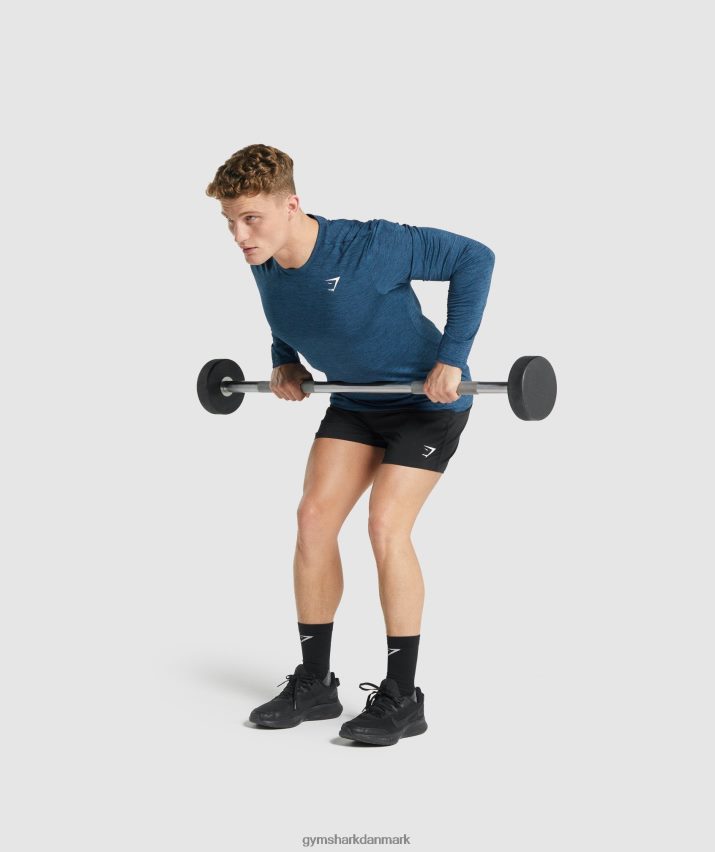 Mænd Gymshark ankomst mergel langærmet t-shirt N4ZDDN755 navy mergel